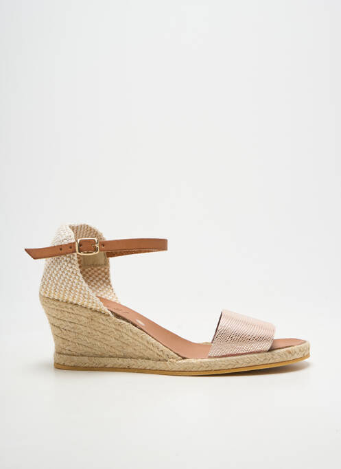 Espadrile închidere cu bride toc de 4 la 6 cm roz THIERRY 21 femme