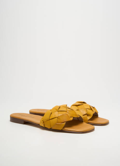 Mulete/saboți talpă exterioară din piele toc plat până la 3 cm galben DONNA LUCCA femme