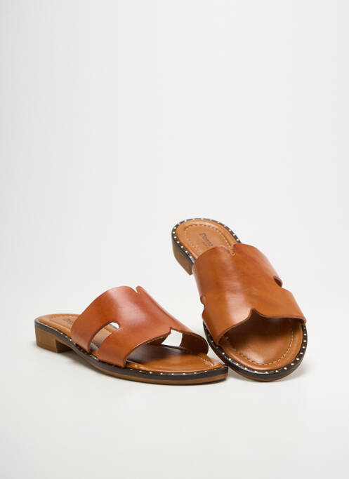 Mulete/saboți țesătură satinată toc plat până la 3 cm maro DONNA LUCCA femme