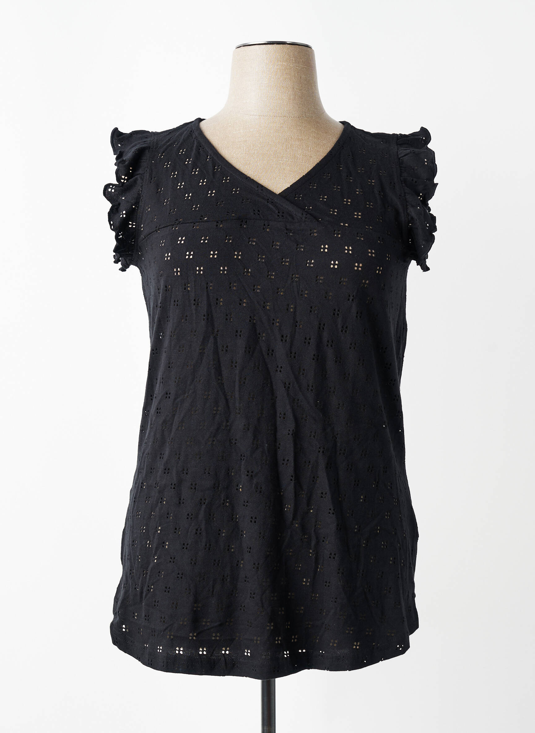 Tricou croială dreaptă mâneci scurte negru SHEEGO femeie