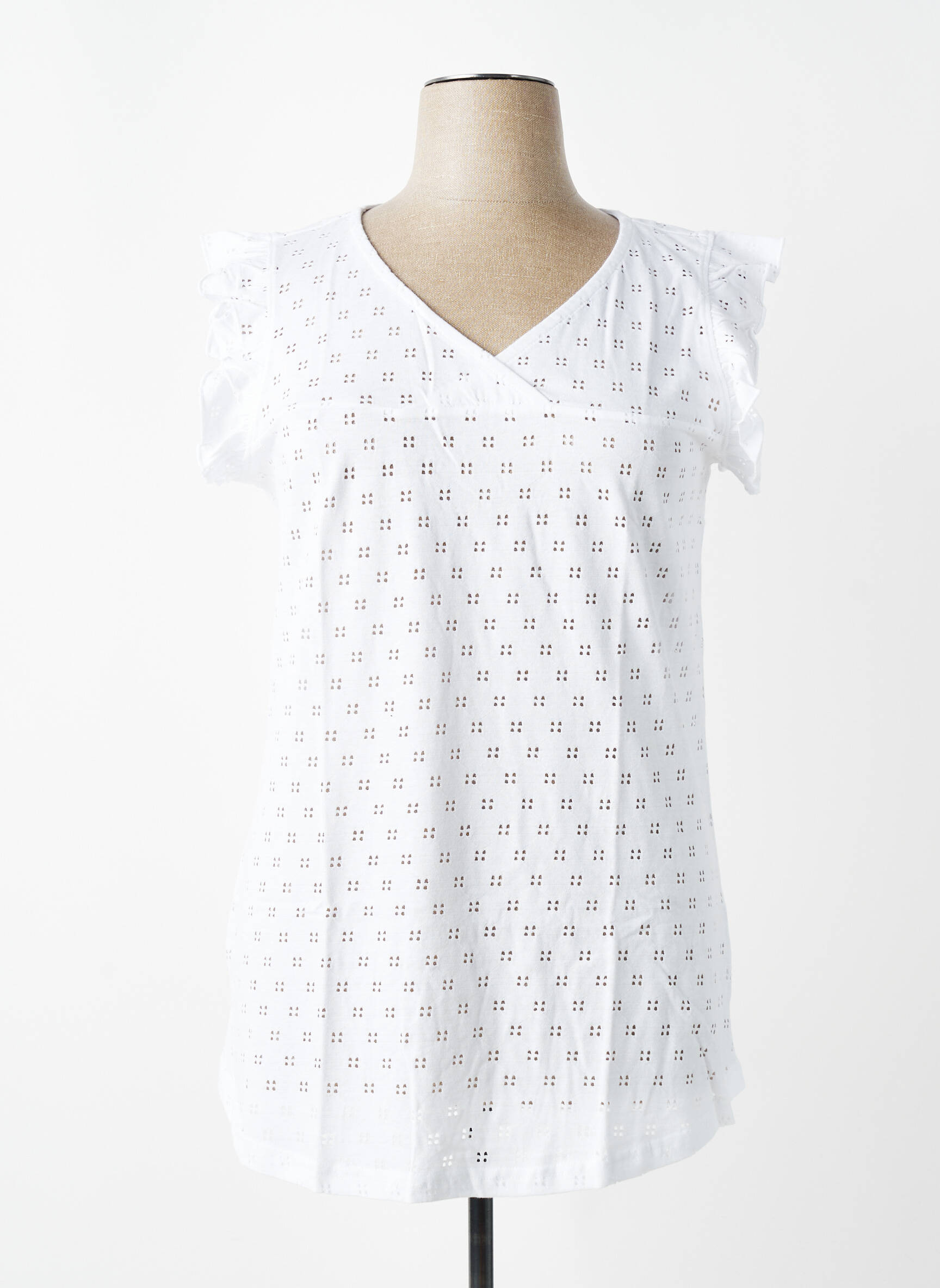 Tricou croială dreaptă mâneci scurte alb SHEEGO femeie