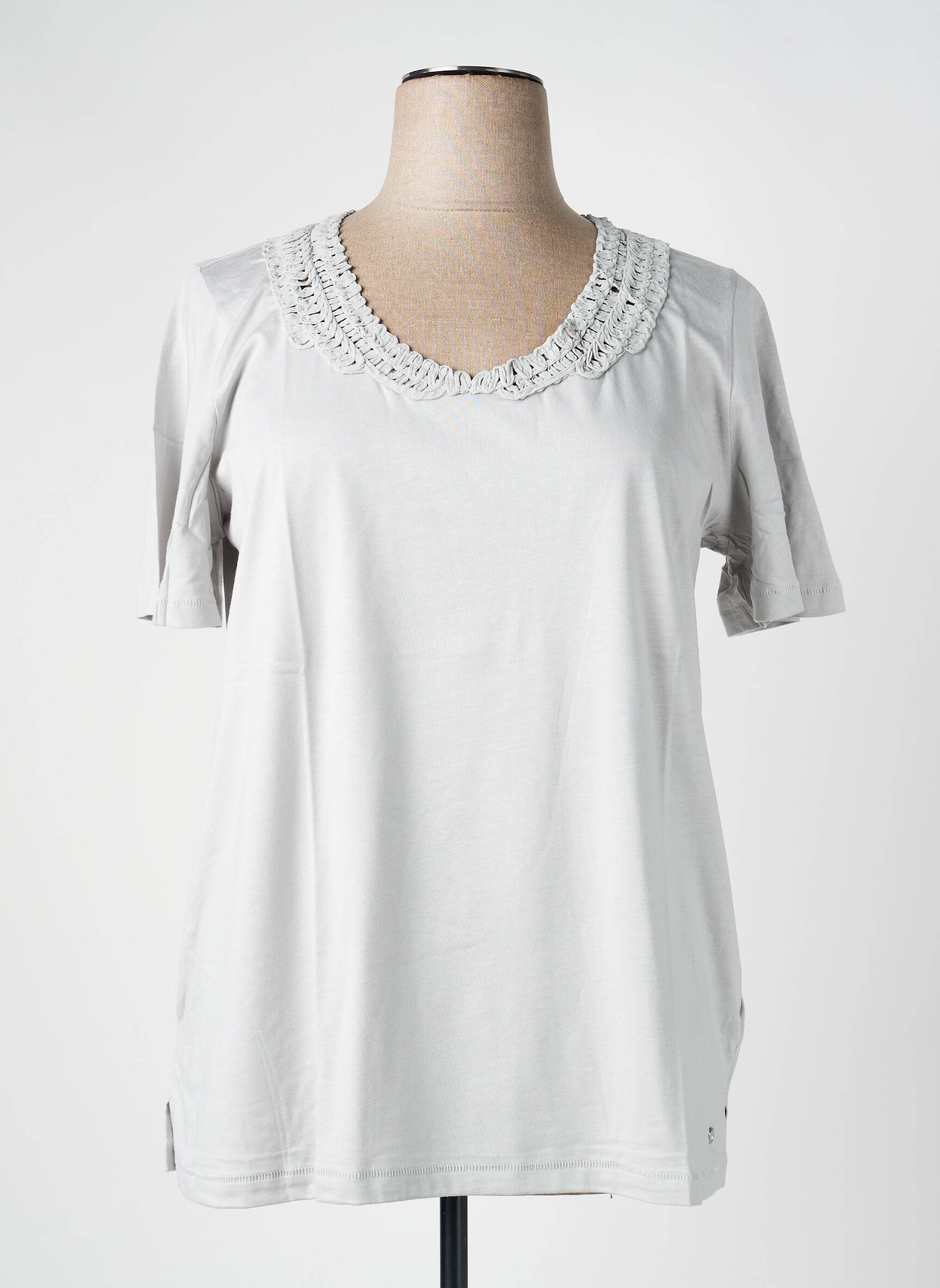 Tricou croială dreaptă mâneci scurte gri SHEEGO femeie