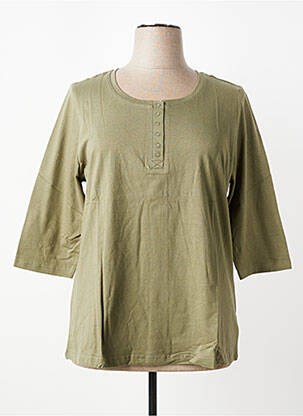 Top guler rotund mâneci 3/4 verde SHEEGO femeie