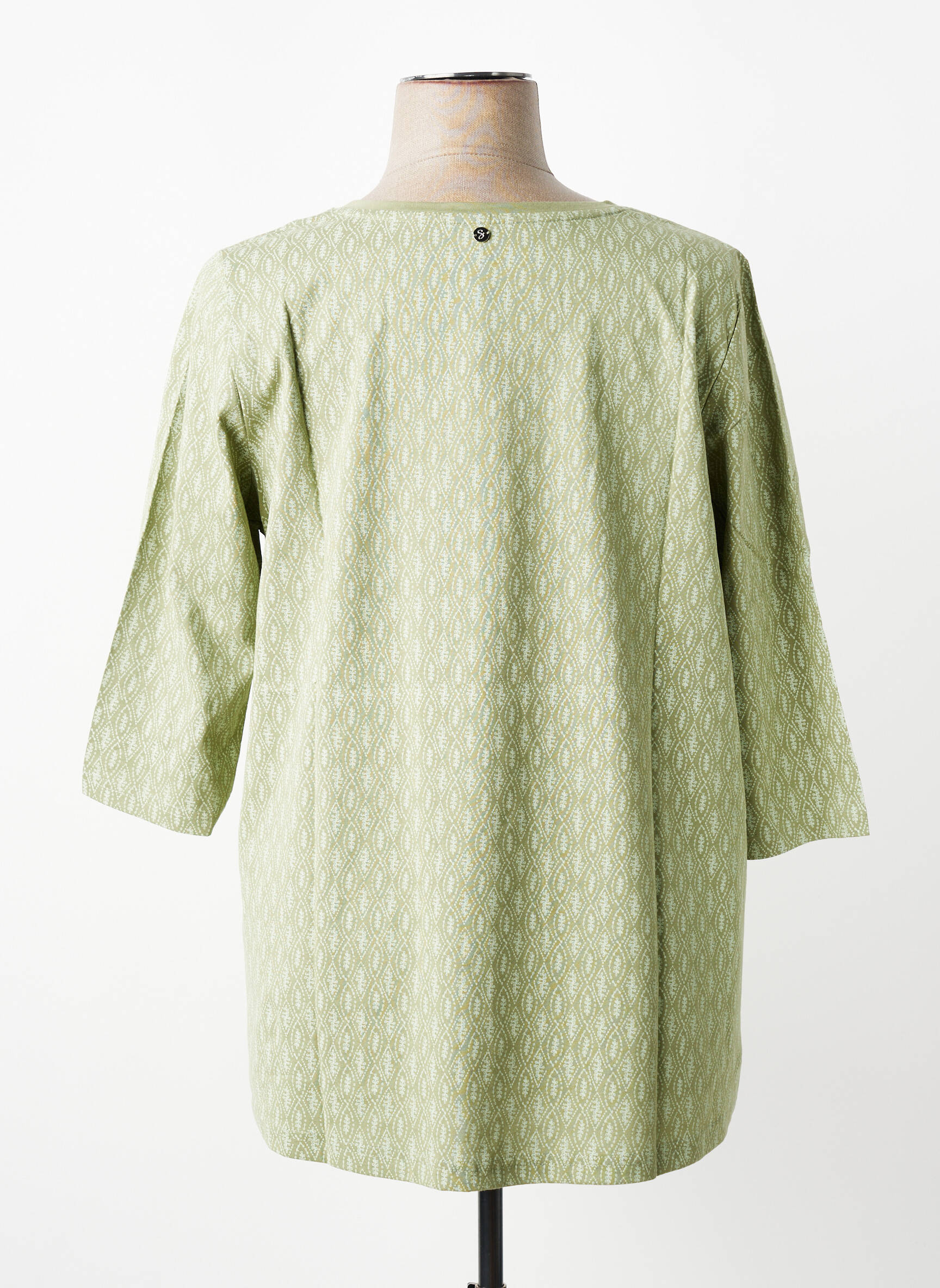 Bluză țesătură poplin mâneci 3/4 verde SHEEGO femeie