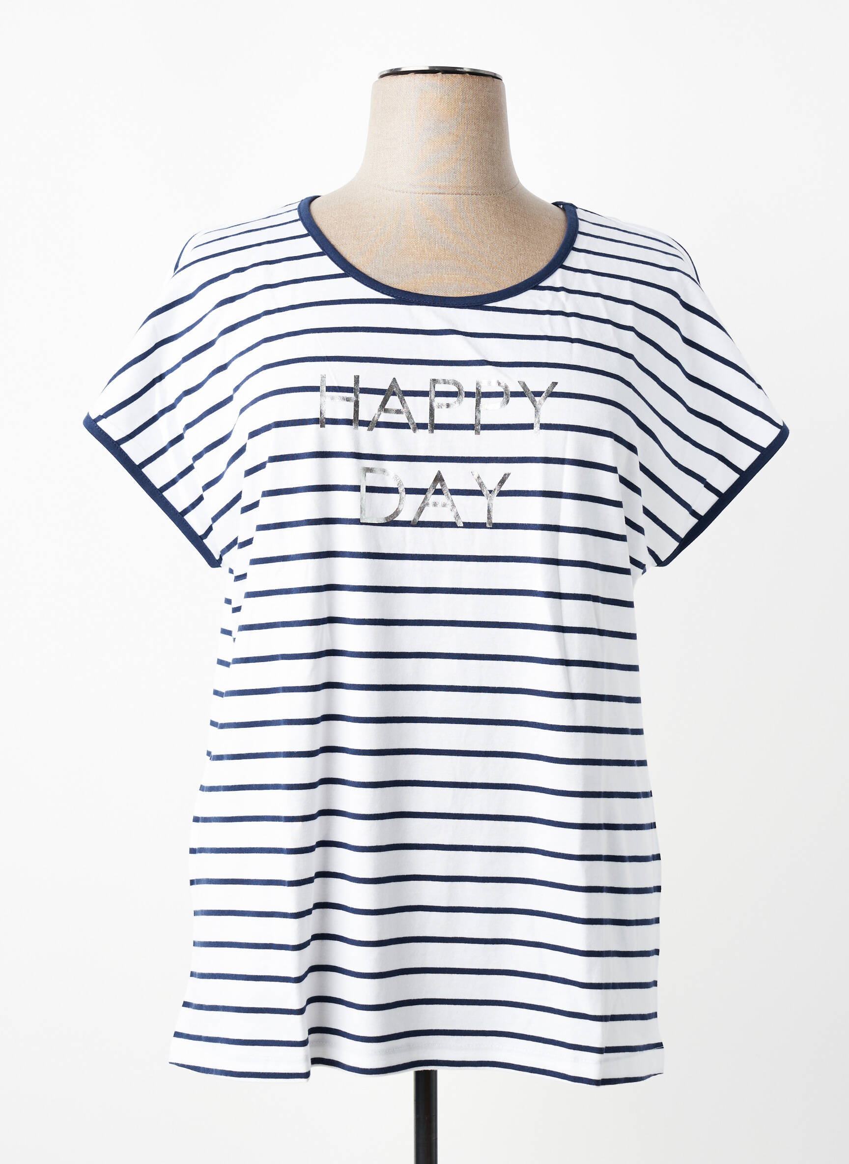 Tricou croială dreaptă mâneci scurte alb SHEEGO femeie