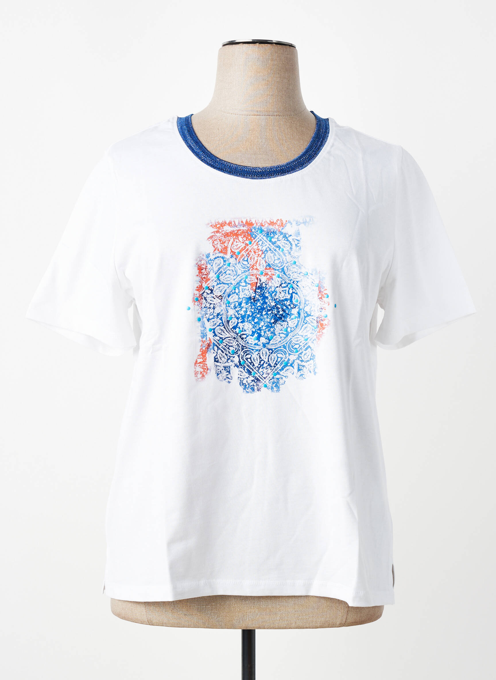 Tricou imprimeu fantezie mâneci scurte alb SHEEGO femeie