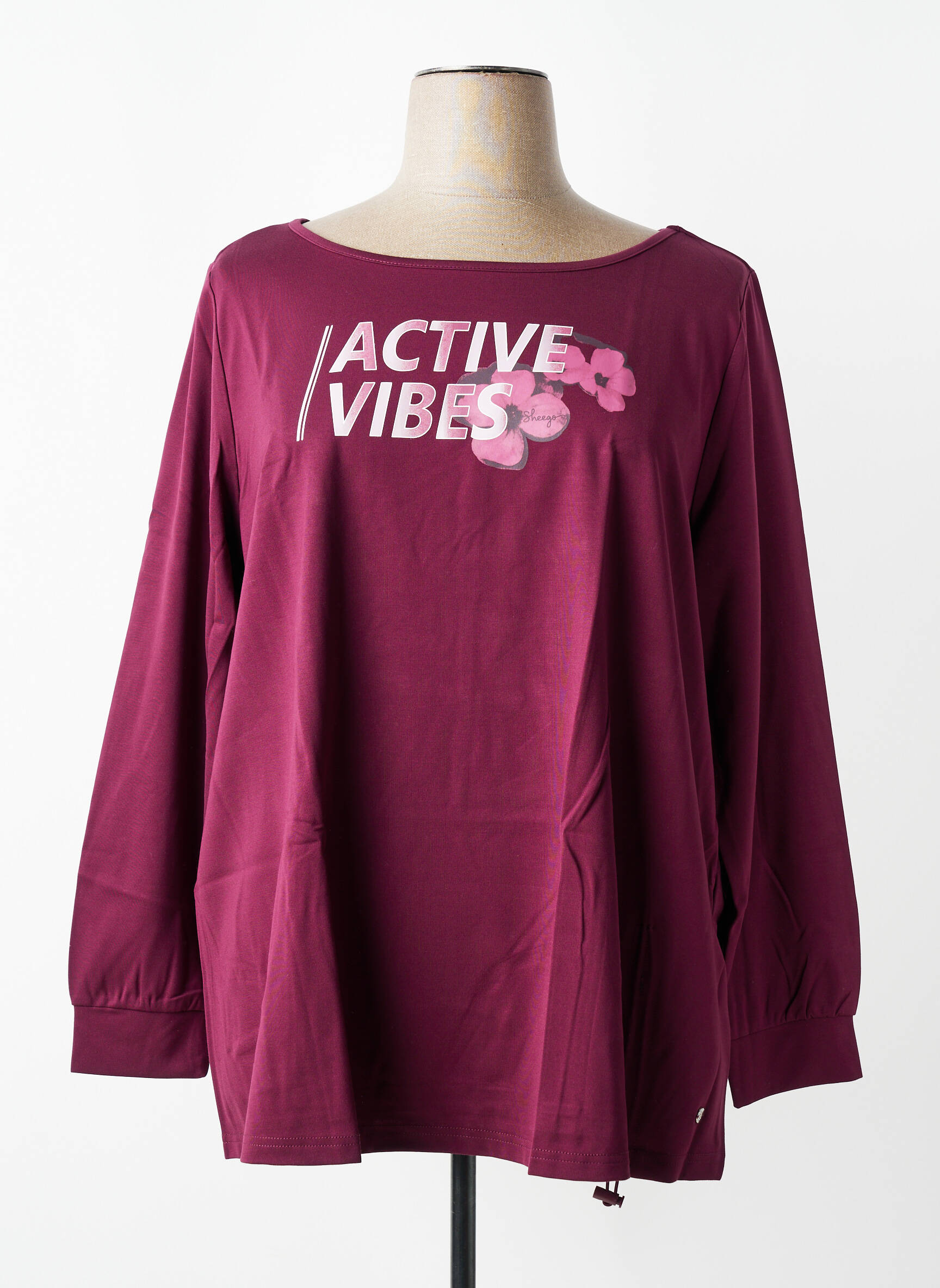 Tricou serigrafie flockată mâneci lungi violet SHEEGO femeie