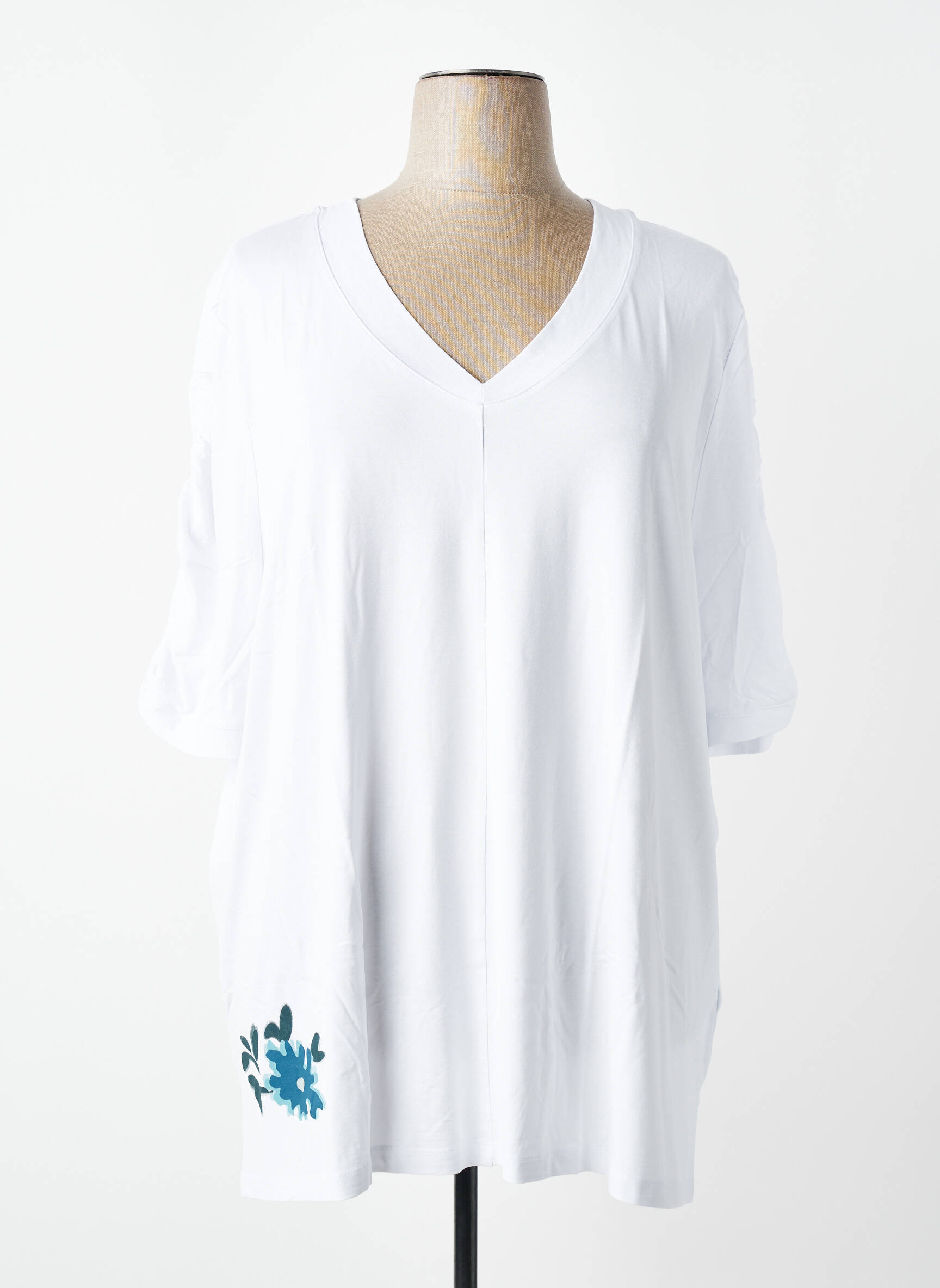 Tricou croială dreaptă mâneci scurte alb SHEEGO femeie