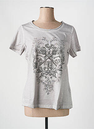 Tricou serigrafie cu strasuri mâneci scurte gri HEINE femeie