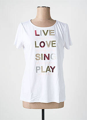 Tricou serigrafie cu strasuri mâneci scurte alb HEINE femeie