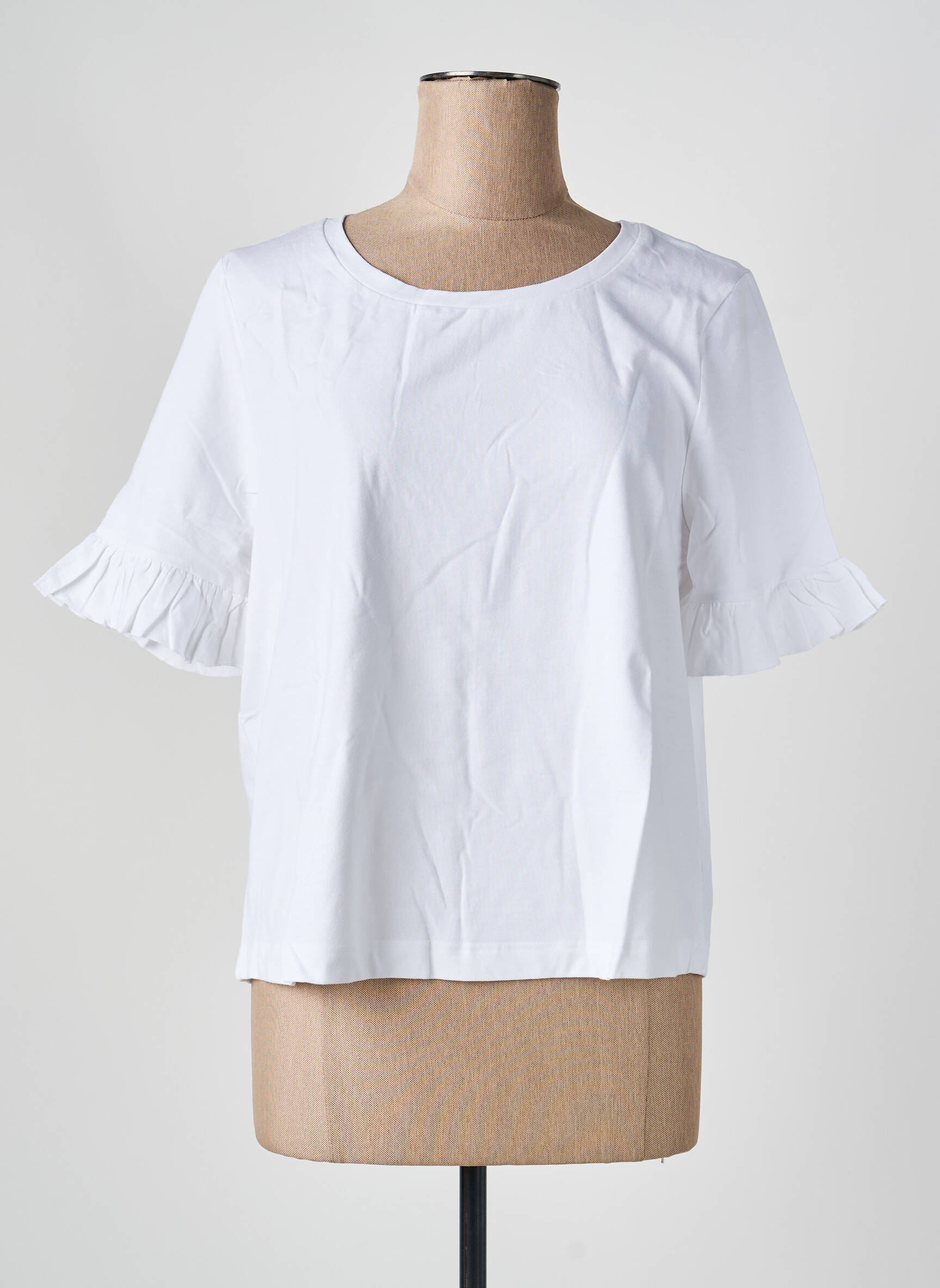Tricou croială dreaptă mâneci scurte alb SHEEGO femeie