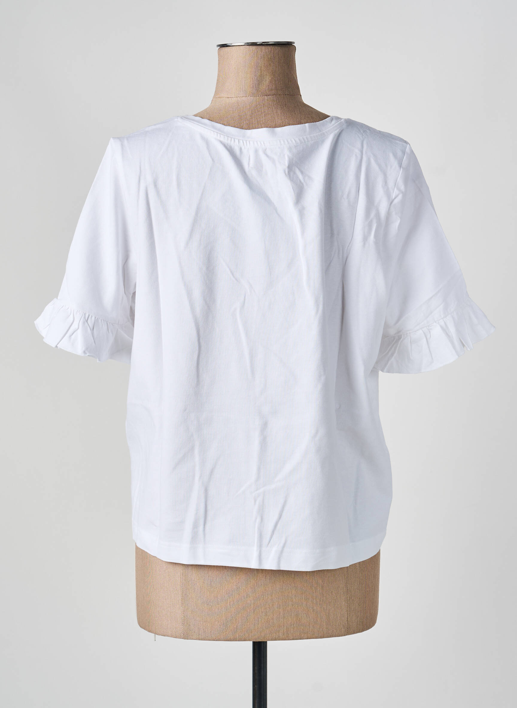 Tricou croială dreaptă mâneci scurte alb SHEEGO femeie