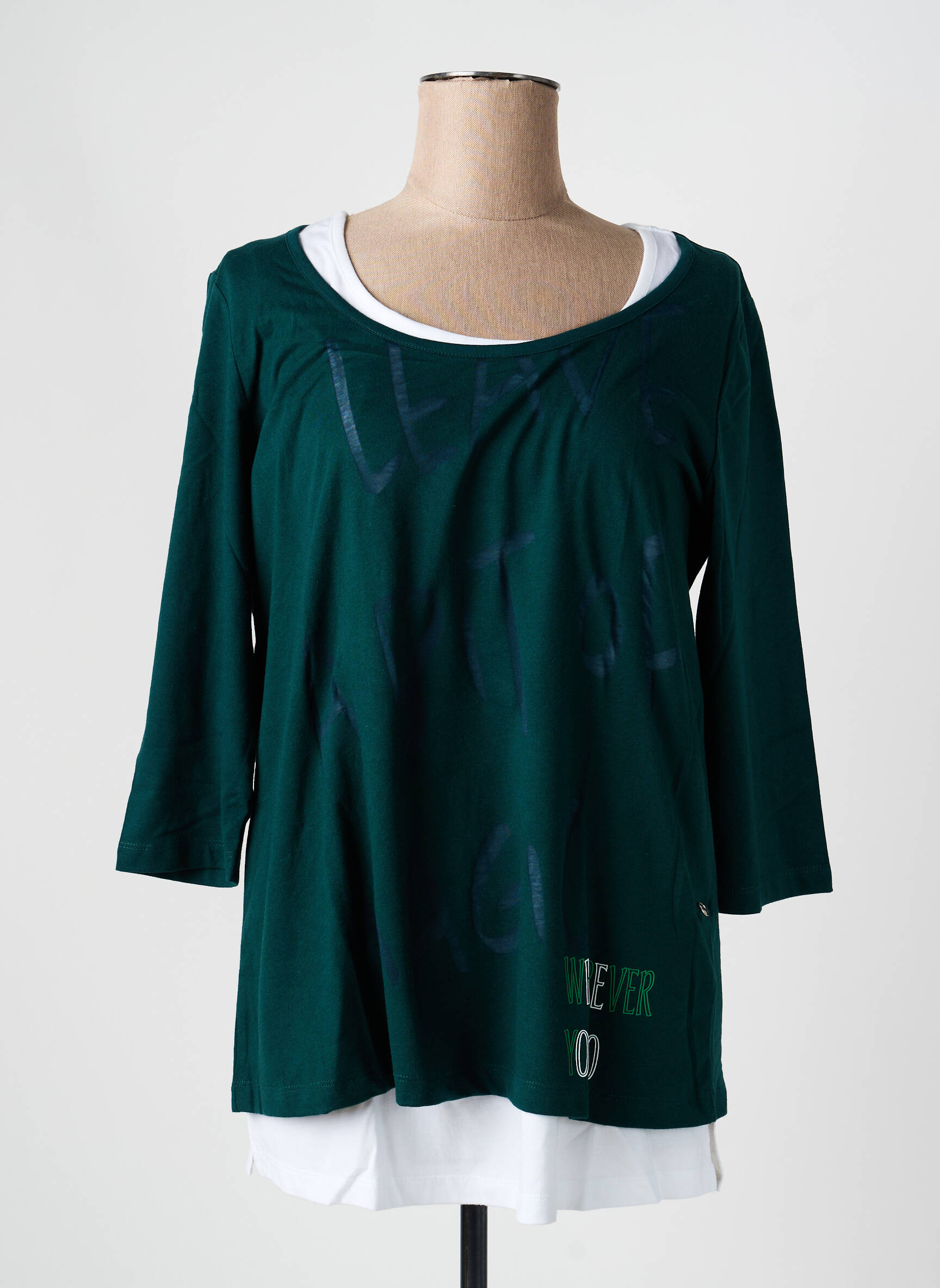 Tricou mâneci 3/4 mâneci 3/4 verde SHEEGO femeie