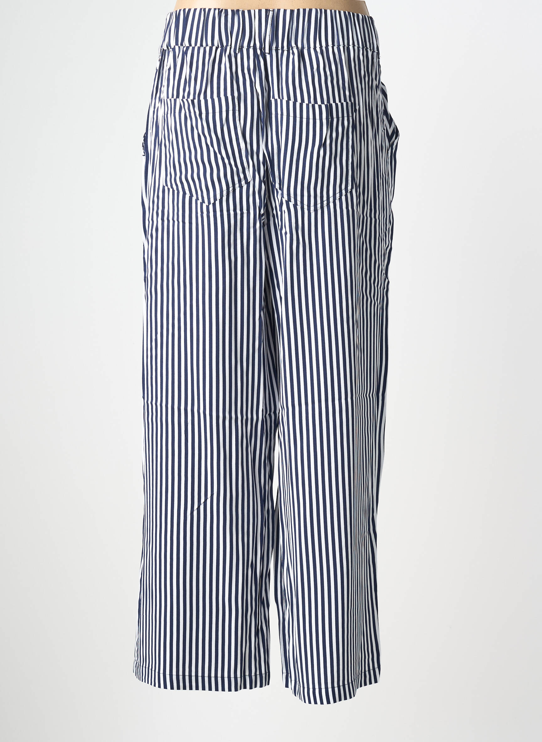 Pantalon drept țesătură poplin talie înaltă albastru SHEEGO femeie