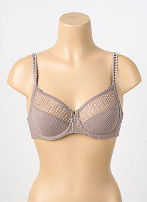 Sutien efect material satinat sutien cupe întregi cu decolteu înalt gri CHANTELLE femeie