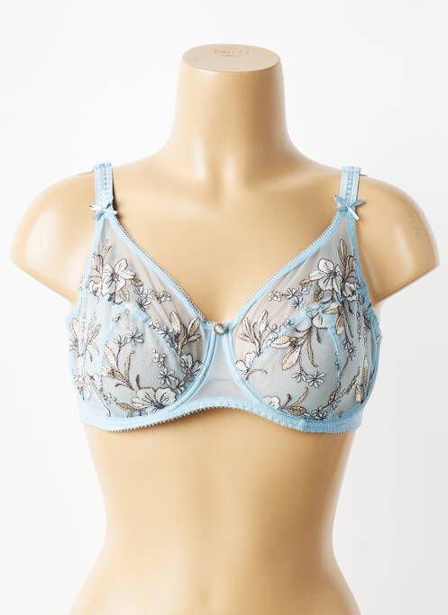 Sutien efect material satinat sutien cupe întregi cu decolteu înalt albastru EMPREINTE femme