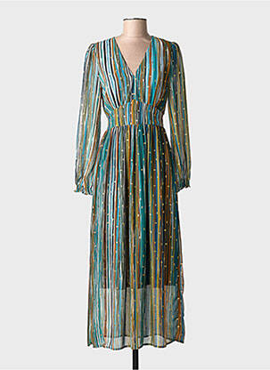 Rochie lungă mâneci lungi mâneci lungi albastru IKOONE&BIANKA femeie