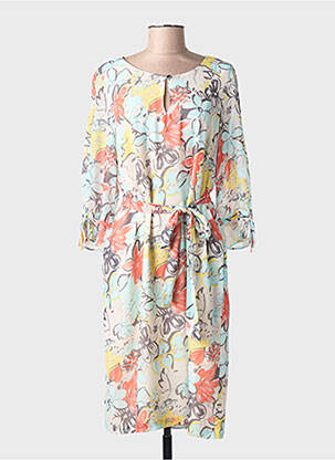 Rochie midi imprimeu fantezie mâneci lungi albastru REVER MILE femeie