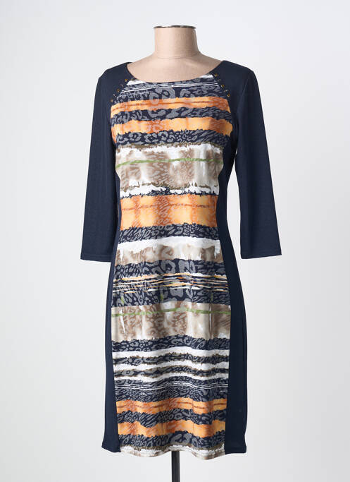 Rochie midi imprimeu fantezie mâneci lungi albastru GEVANA femme