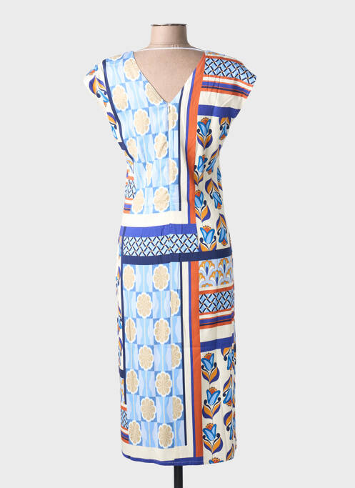 Rochie lungă imprimeu fantezie mâneci scurte albastru GREGORY PAT femme