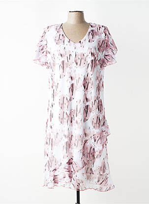 Rochie midi imprimeu fantezie mâneci scurte roz VALMODE femme