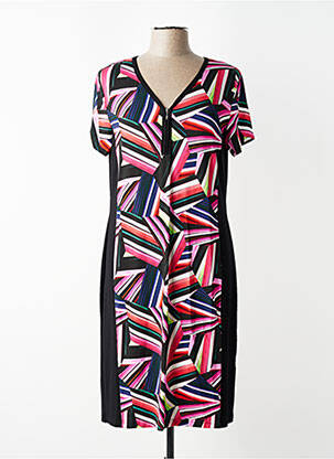 Rochie midi imprimeu fantezie mâneci scurte negru TELMAIL femeie