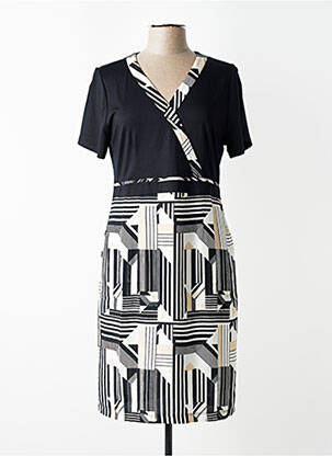 Rochie midi țesătură crep mâneci scurte negru JEAN DELFIN femeie