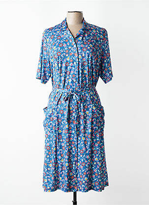 Rochie midi imprimeu floral mâneci scurte albastru FRANCE RIVOIRE femeie