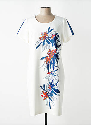 Rochie midi imprimeu floral mâneci scurte alb FRANCE RIVOIRE femeie