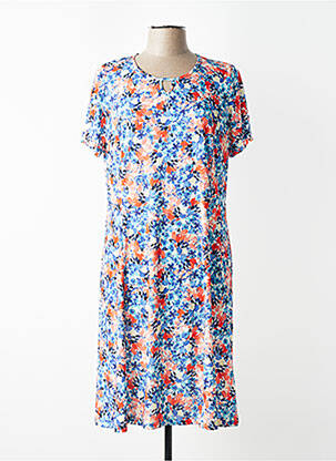 Rochie midi imprimeu floral mâneci scurte albastru FRANCE RIVOIRE femeie