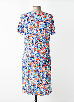 Rochie midi imprimeu floral mâneci scurte albastru FRANCE RIVOIRE femeie