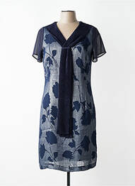 Rochie midi închidere cu fermoar la spate mâneci scurte albastru FRANCE RIVOIRE femme