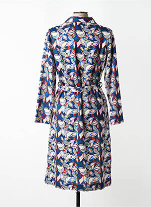 Rochie midi imprimeu fantezie mâneci lungi albastru VALMODE femeie