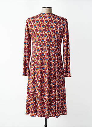 Rochie midi imprimeu fantezie mâneci lungi portocaliu GEVANA femeie
