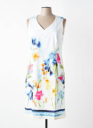 Rochie midi imprimeu floral fără mâneci alb JEAN DELFIN femeie