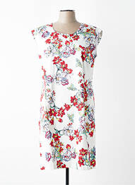 Rochie midi imprimeu floral mâneci scurte alb GEVANA femme