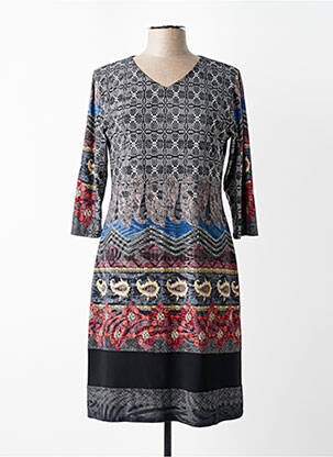 Rochie midi mâneci 3/4 mâneci 3/4 gri GEVANA femeie