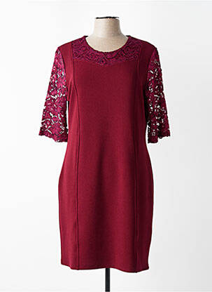 Rochie midi țesătură crep mâneci scurte roșu PLURIELLES femeie