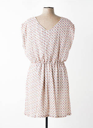 Rochie scurtă mâneci scurte mâneci scurte bej C'EST BEAU LA VIE femeie