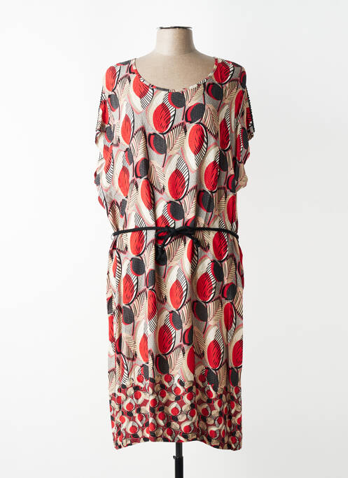 Rochie midi imprimeu fantezie mâneci scurte roșu GRIFFON femme