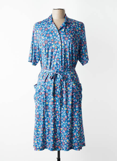 Rochie midi imprimeu floral mâneci scurte albastru FRANCE RIVOIRE femme
