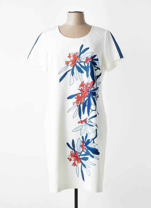 Rochie midi imprimeu floral mâneci scurte alb FRANCE RIVOIRE femme