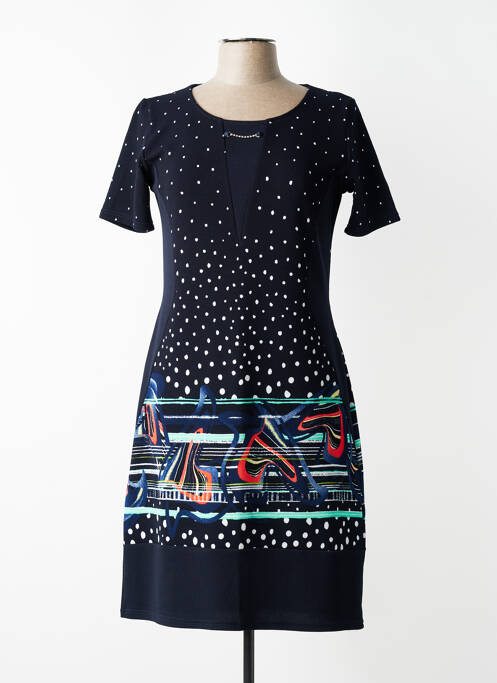 Rochie midi țesătură crep mâneci scurte albastru GEVANA femme