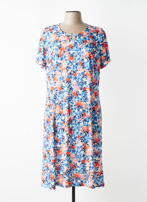 Rochie midi imprimeu floral mâneci scurte albastru FRANCE RIVOIRE femme