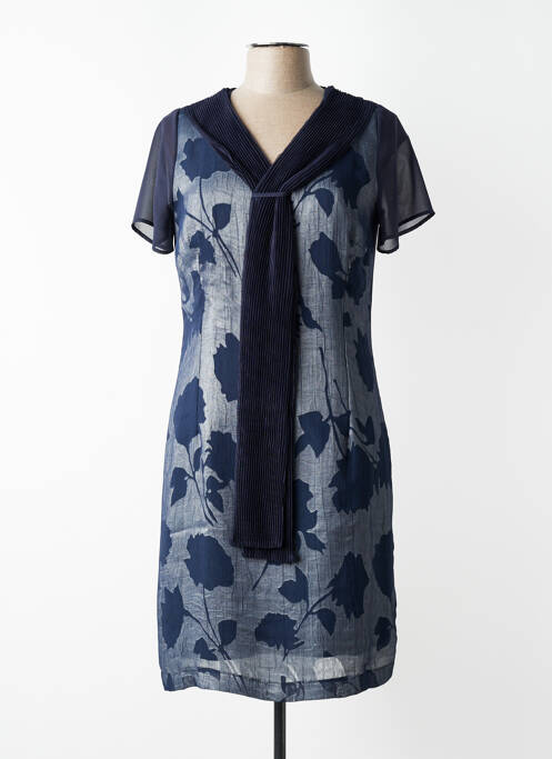 Rochie midi închidere cu fermoar la spate mâneci scurte albastru FRANCE RIVOIRE femme