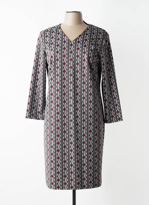 Rochie midi imprimeu fantezie mâneci lungi roșu GEVANA femme