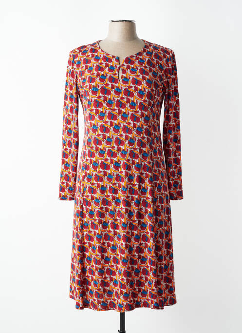 Rochie midi imprimeu fantezie mâneci lungi portocaliu GEVANA femme