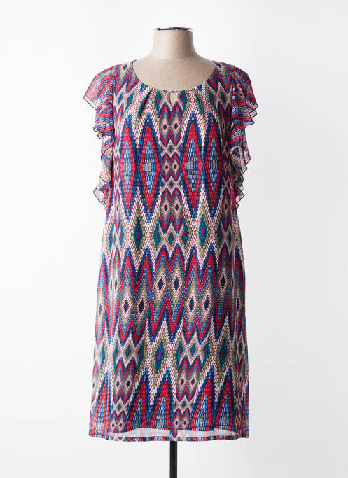 Rochie midi imprimeu fantezie mâneci scurte albastru JEAN DELFIN femme