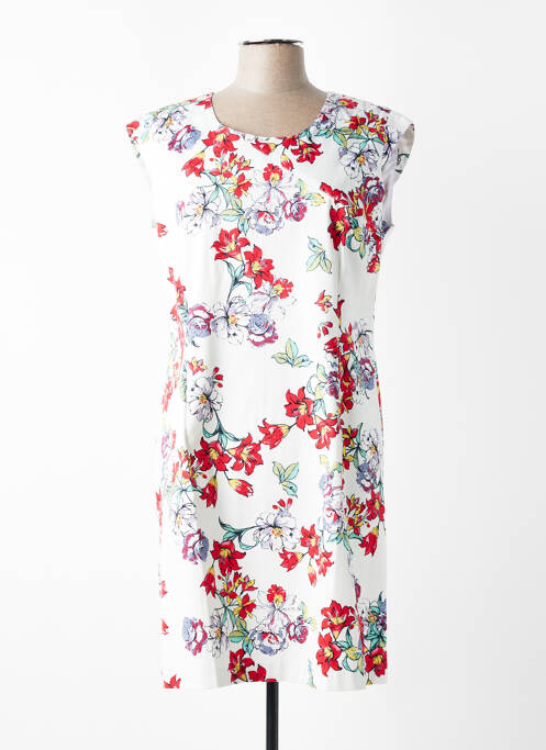 Rochie midi imprimeu floral mâneci scurte alb GEVANA femme