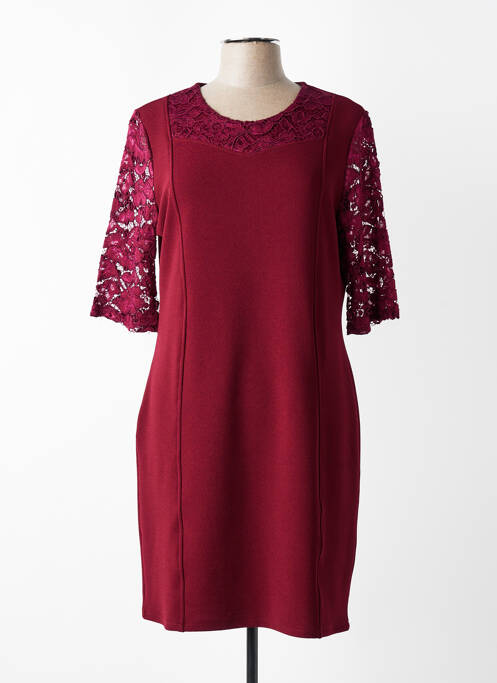 Rochie midi țesătură crep mâneci scurte roșu PLURIELLES femme